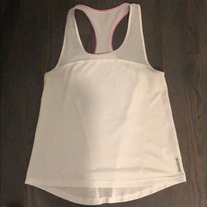 Reebok White Athletic Tank with Mesh Panels